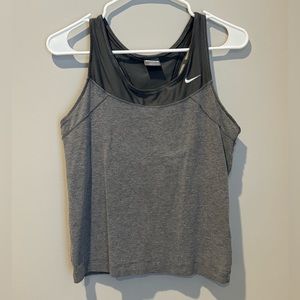 Nike Heather Gray Athletic Runner Racerback Tank Top